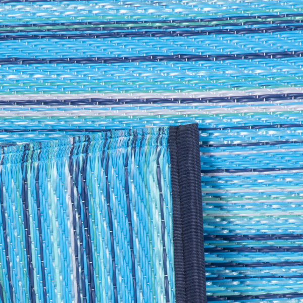 Breakwater Bay Hicklin Handmade Flatweave Blue Indoor/Outdoor Rug